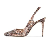 Eldof Women High Heels Pumps | Pointed Toe Slingback Stiletto | 10cm Classic Elegante Court Shoes