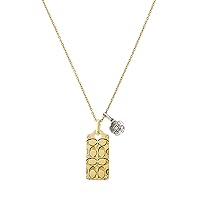 Coach Quilted C Tag Pendant Necklace