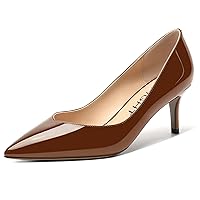 Womens Office Casual Pointed Toe Patent Solid Slip On Stiletto Mid Heel Pumps Shoes 2.5 Inch