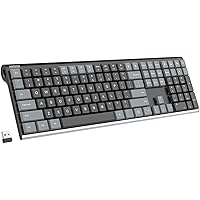 Arteck Mechanical 2.4G USB Wireless Performance Keyboard, Tacktile Quiet Brown Switches, Stainless Steel Low Profile for PC/Desktop/Laptop/TV and Windows 11/10 Built in Rechargeable Battery Gray