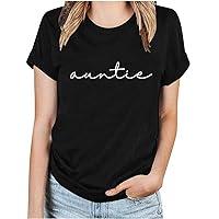 Prime Early Access Deals Lightning Deals Women Graphic Tees Casual Summer Tops Short Sleeve Loose Tunic Vintage Letter Print T Shirts Comfort Crewneck Top Summer Tops For Women