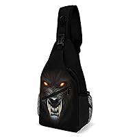 Angry Werewolf Face Crossbody Bag Over Shoulder Sling Backpack Casual Cross Chest Side Pouch