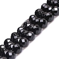JOE FOREMAN 8mm Black Agate Beads for Jewelry Making Natural Semi Precious Gemstone Round Faceted Strand 15