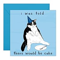 CENTRAL 23- Funny Birthday Cards for Him - 'I Was Told There Would Be Cake' - Fun Birthday Cards for Mom - Cat Birthday Card - Ideal Birthday Card for Her - Comes with Fun Stickers