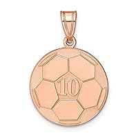 14K Rose Gold Soccer Customize Personalize Engravable Charm Pendant Jewelry Gifts For Women or Men (Length 0.71