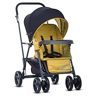 Joovy Caboose Sit and Stand Double Stroller with Rear Bench and Standing Platform, 3-Way Reclining Seats, Optional Rear Seat, and Universal Car Seat Adapter (Amber)