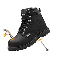 Work Safety Boots for Men Durable Crazy-Horse Leather Indestructible Steel Toe Waterproof and Non-Slip Better Warmth Men Work Shoes