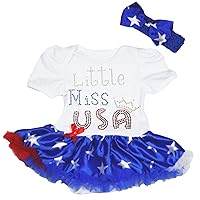Petitebella Rhinestones Little Miss USA Crown Baby Dress Nb-18m
