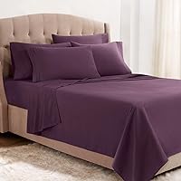 Clara Clark Full Sheets, 6 Piece Set - Hotel Luxury Sheets for Full Size Bed, Super Soft Bedding Sheets & Pillowcases, Full Size Sheets, Eggplant Purple