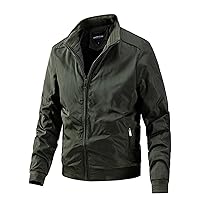 Mens Leather Jacket New Cotton Clip Reversible Men's Solid Color Coat Zipper Stand Collar Jacket