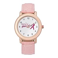 Ochsner Goes Pink Womens Watch Round Printed Dial Pink Leather Band Fashion Wrist Watches