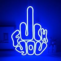 Letters Gesture Neon Signs for Wall Blue LED Neon Lights USB Neon Wall Light Neon Bar Light Up Sign for Bedroom Party Pub Game Zone Decoration