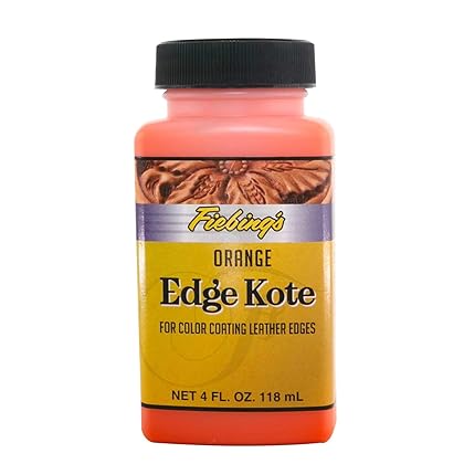 Fiebing's Edge Kote 4 Fl Oz - Orange - for Coloring Leather Edges on Purses, Bags, Shoes, Holsters, Wallets, etc