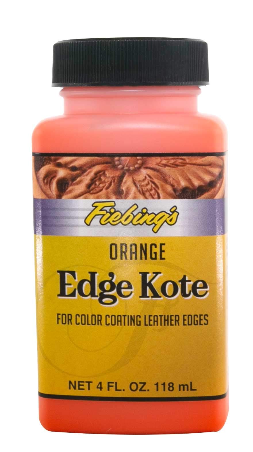 Fiebing's Edge Kote 4 Fl Oz - Orange - for Coloring Leather Edges on Purses, Bags, Shoes, Holsters, Wallets, etc