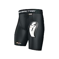 Compression Shorts with Protective Bio-Flex Cup, Moisture Wicking Vented Protection, Adult Size