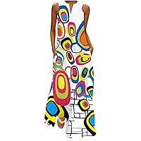 Coat for Prime Early Access Deals Today Sundresses for Women 2024 Floral Print Sleeveless Maxi Dress with Pockets Tank Summer Dress Notch Neck Beach Dresses