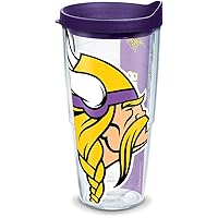 Tervis NFL Minnesota Vikings Colossal Tumbler with Wrap and Royal Purple Lid, 24 oz, Classic
