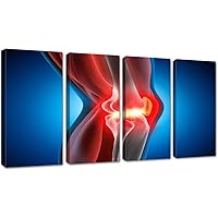 4 Piece Canvas Wall Art Print Pictures Painful Knee Framed Painting Posters Artwork Home Decor for Living Room Bedroom Bathroom Ready to Hang