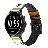 CA0401 Extreme Skateboard Sunset Leather & Silicone Smart Watch Band Strap for Fossil Wristwatch Size (20mm)