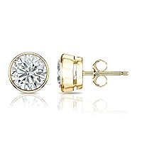 Diamond Wish 14k Yellow Gold Bezel-set Round Diamond Stud Earrings (1/4-2cttw, White, I1-I2) Push-backs