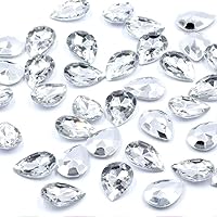 13x18MM Colors Drop Shape Acrylic Crafts Rhinestones Beads for Wedding Bridal Shower Party Decorations Vase Fillers 500 Pcs/Pack (Transparent-Silver)