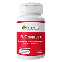 EZ Melts Dissolvable Vitamin B-Complex Tablet with Methyl B12 & Methyl Folate, Sugar-Free, 2-Month Supply