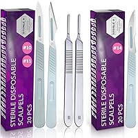 Pack of 2 Scalpel Handle # 3 and Pack of 20 Disposable Scalpel #10+#11 + Pack of 20 Disposable Dermaplaning Blades with Plastic Handle #14