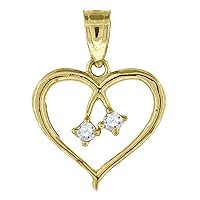 10k Gold CZ Cubic Zirconia Simulated Diamond Womens Height 17.8mm X Width 13.2mm Love Heart Charm Pendant Necklace Jewelry Gifts for Women