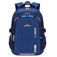 Backpack for Boys Wear-Resistant Hidden Pocket on Back Large Capacity Book bags Primary Middle School (Blue)