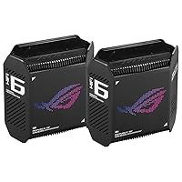 ASUS ROG Rapture GT6 AX10000 Set of 2 Tri-Band Gaming Mesh WiFi System Combinable Router (Tethering as 4G and 5G Router Replacement, WiFi 6, up to 538 m² Coverage, 6+ Room, 2.5G Port, AIMesh) Black