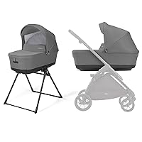 Inglesina Electa Bassinet + Stand for Baby and Newborns up to 6 Months - for Overnight Sleep & Travel - with Ventilation Control System, Cover & Canopy - Electa Stroller Compatible - Chelsea Gray