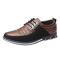 Classical Style Shoes for Men Slip On PU Leather Low Rubber Sole Block Heel Work Men Leather Shoes Size 10