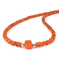 Carnelian Necklace, Sterling silver necklace, gemstone Carnelian necklace, gift for her, party necklace, orange beads necklace carnelian beads necklace