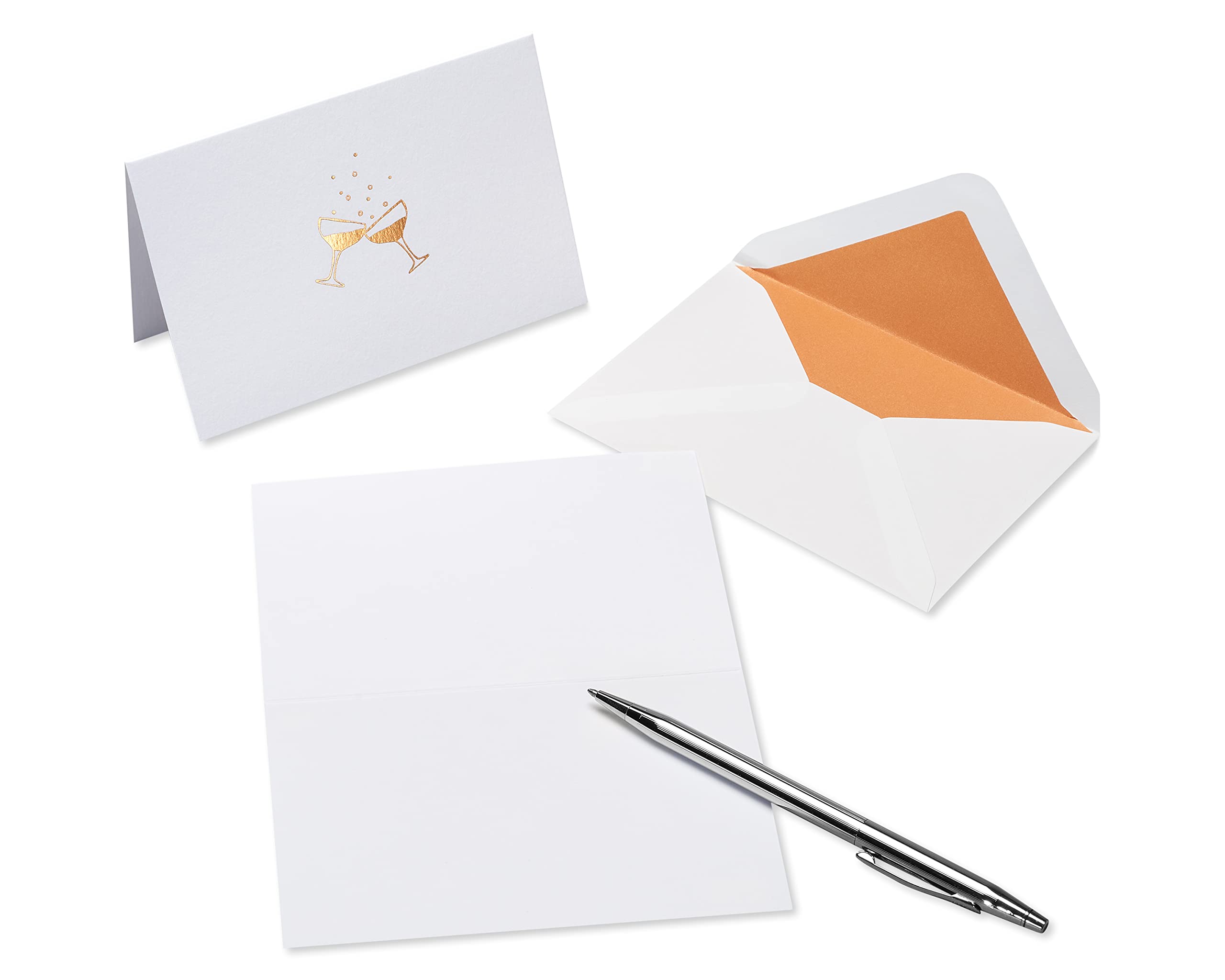 Papyrus Blank Cards with Envelopes, Champagne Glasses (16-Count)