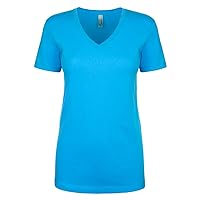 Next Level Women's 1X1 Baby Ideal V-Neck T-Shirt, Turquoise, Large