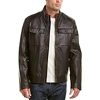 Cole Haan mens Washed Leather Trucker Jacket