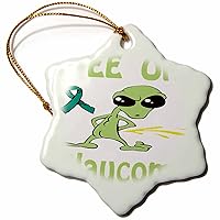3dRose Super Funny Peeing Alien Supporting Causes for Glaucoma - Ornaments (orn-120690-1)