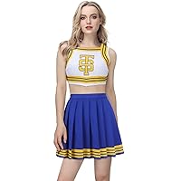 Adult Women Tay Tay Cheerleader Costume Uniform Girls Swift Cheerleading Crop Top with Pleated Skirt Halloween Outfit