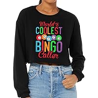 Bingo Caller Cropped Long Sleeve T-Shirt - Colorful Women's T-Shirt - Cool Design Long Sleeve Tee