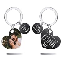 MeMeDIY Personalized Keychain Engraving Name Date Photo Pictures Stainless Steel