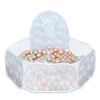 Ball Pit for Toddlers,Babies Pop Up Play Tent Kids Ball Pits Playhouse with Basketball Hoop and Zipper Storage Bag, Popular Gifts for Boys Girls Birthday Christmas (Clouds)