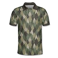 Green Argyle Pattern Diagonal Diamond Polo Shirts for Men Women Men's Golf Shirts Short Sleeve, Lightweight Golf Polos