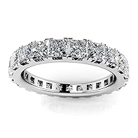 5.08 ct Ladies Princess Cut Diamond Eternity Wedding Band Ring (Color G Clarity SI1) Platinum