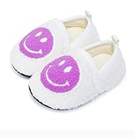 Kids Slippers Toddler Smile Face House Slippers Indoor Home Non-Slip Rubber Sole Shoes Warm Cozy Socks