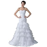 Women's Sweetheart Ruched Organza Mermaid Wedding Dress Bridal Gown