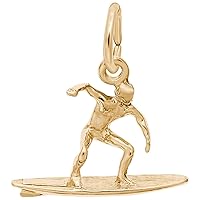 Rembrandt Charms Surfer Charm, 10K Yellow Gold