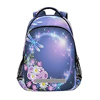 Purple Butterfly and Flowers Backpacks Travel Laptop Daypack School Book Bag for Men Women Teens Kids