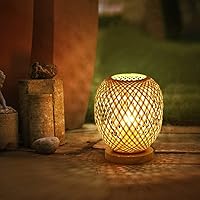 Japanese-Style Handicraft Table Light Study Bamboo Desk Lamp Bedside Table Lamp Table Luminaire for Living Room Bedroom House Bedside Nightstand Home Office