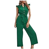 Women's Vacation Outfits Fashion Wide Leg Jumpsuit Neck Strap Summer Rompers 2023