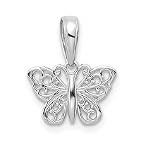 14k White Gold Polished Filigree Butterfly Angel Wings Charm Pendant Necklace Measures 7x12mm Wide Jewelry for Women